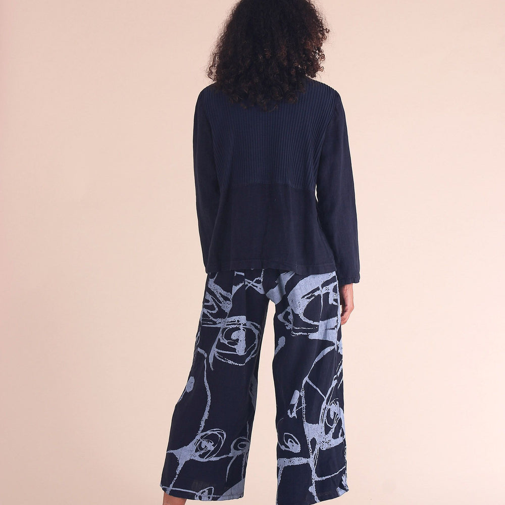 
                  
                    Ink Pattern Linen Flat Front Crop Pant with Adjustable Waist
                  
                