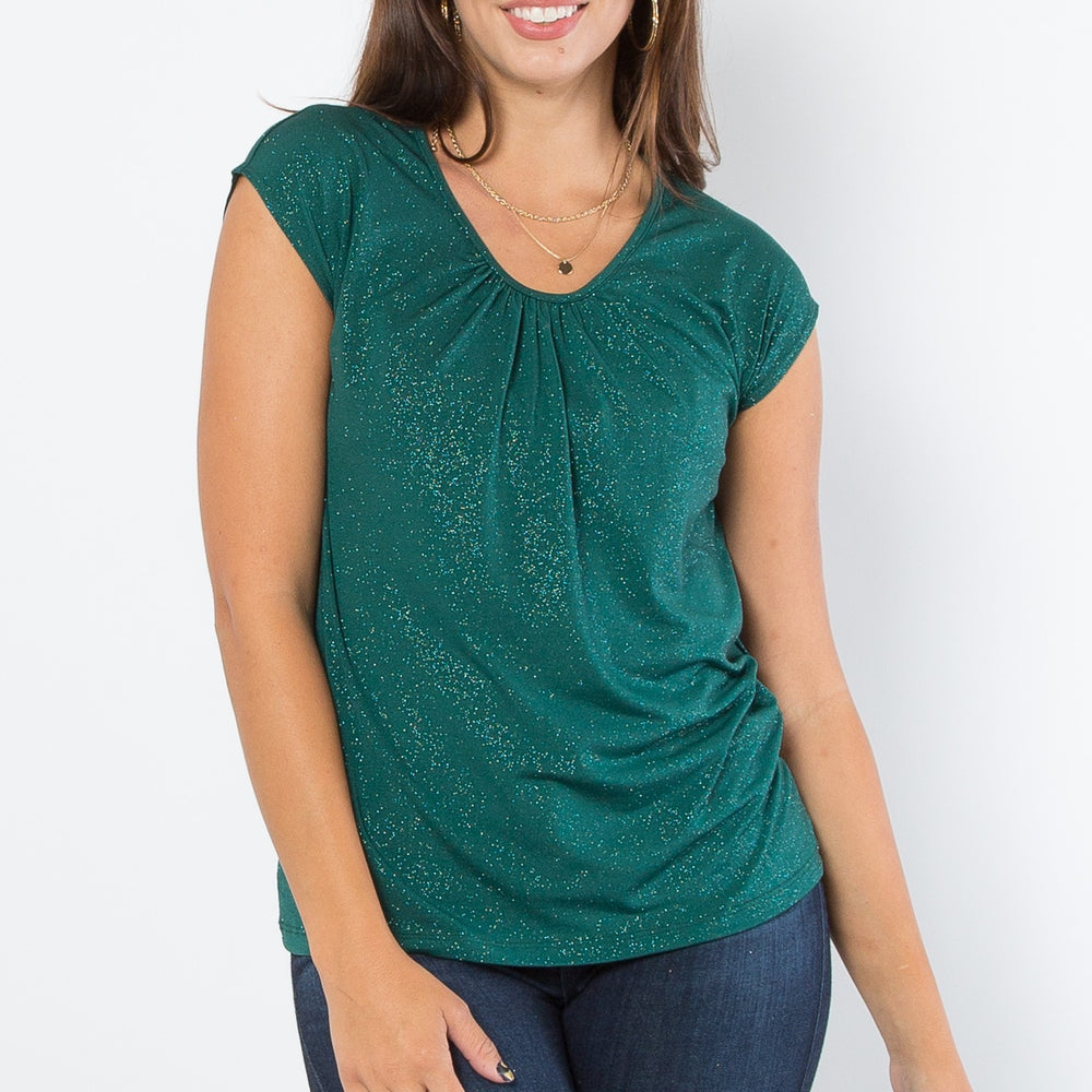 
                  
                    Hunter Green Glitter Short Sleeve Top
                  
                