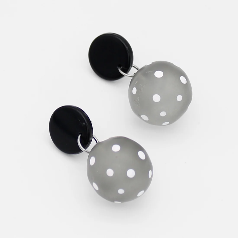 Gray Frosted Polka Dot Earrings