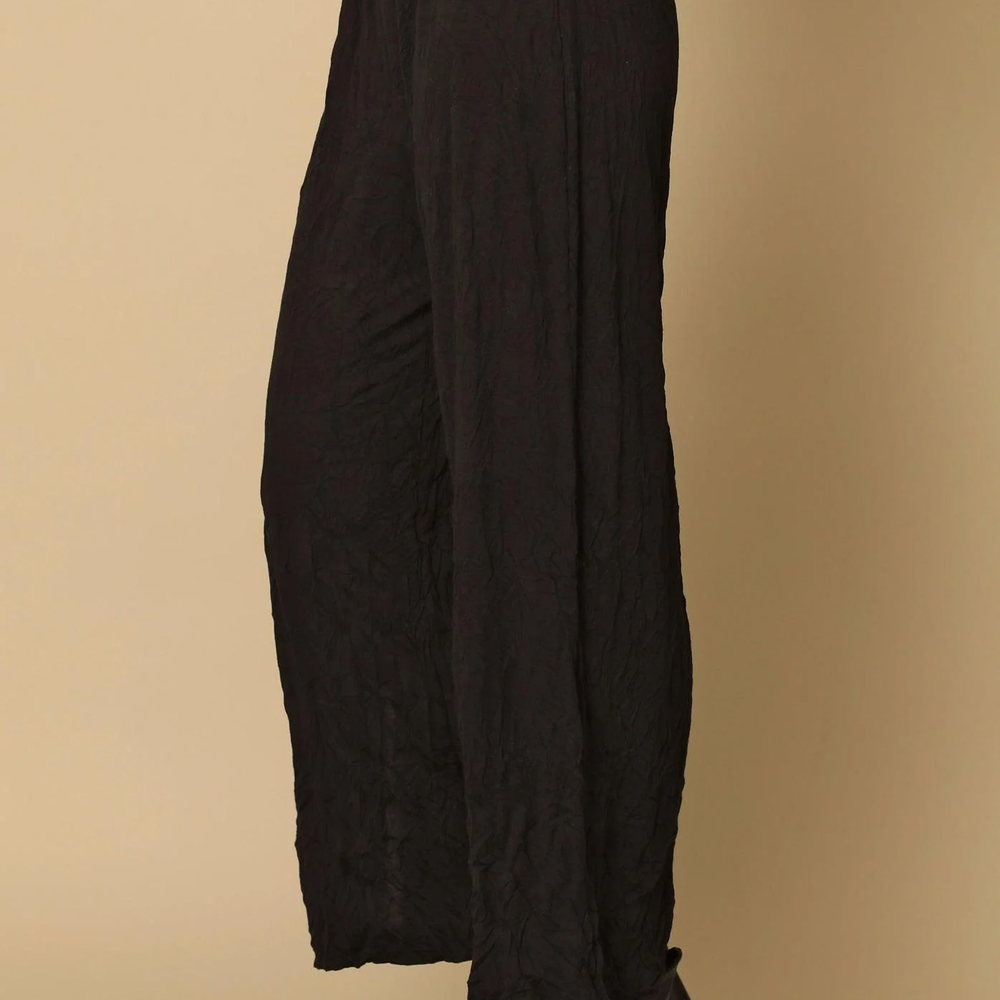 Larshell Crinkle Pant with Side Slits - Black