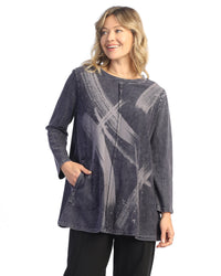 Violet Mineral Wash Tunic with Patch Pockets