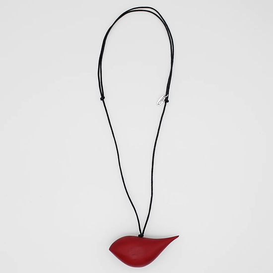 Red Wooden Bird Adjustable Necklace