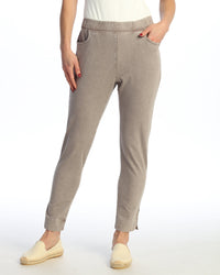 Slate Mineral Washed Slim Pant with Pockets and Split Ankle Hem