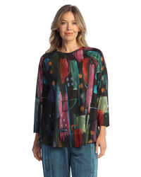 Black Multi Pattern Burnout Top