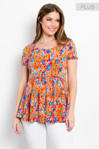 Short Sleeve Tiered Pattern Top