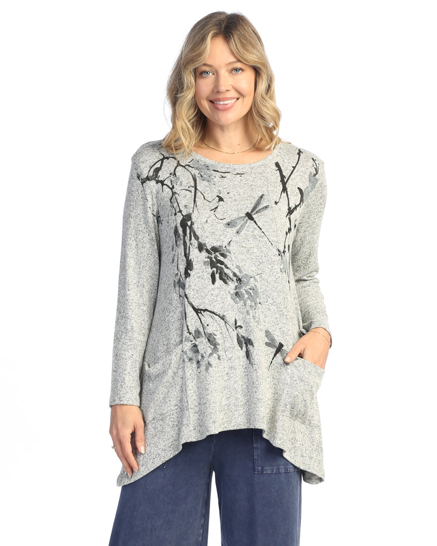 Heather Gray Soft Brushed Knit Tunic with Pockets