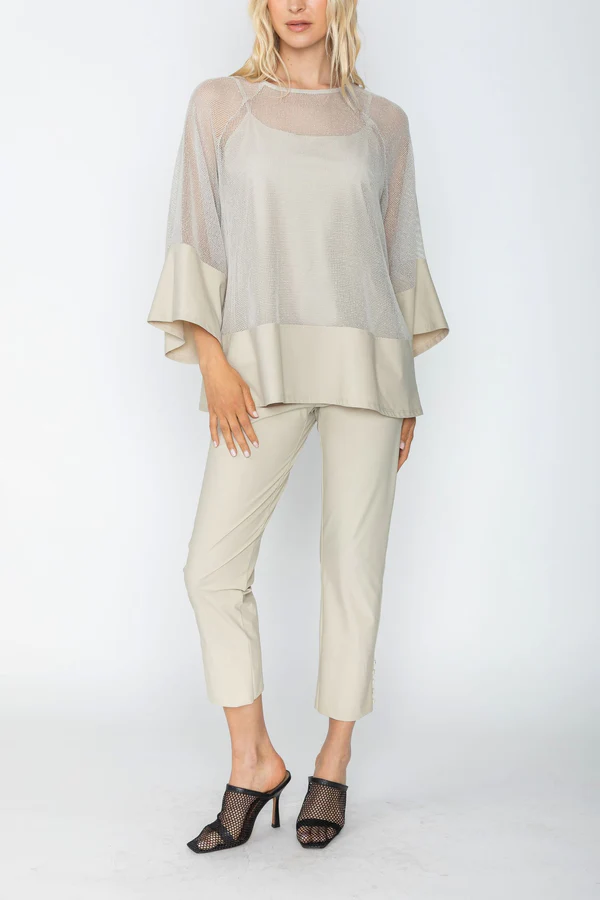 3/4 Sleeve Oyster Mesh Tunic