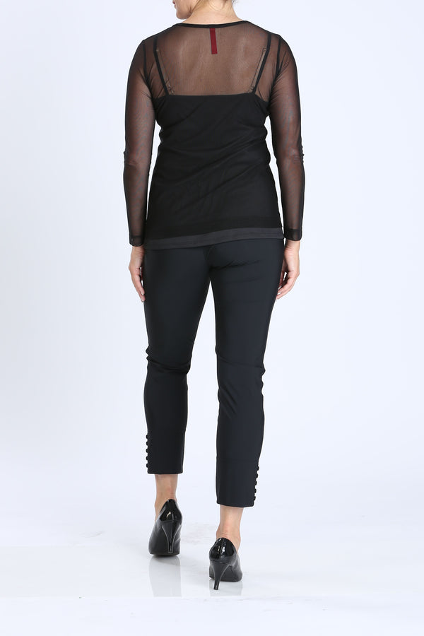 Black Long Sleeve Mesh Top