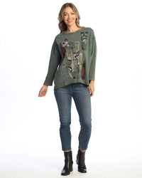 Olive Mineral Wash Drop Shoulder Tunic with Pocket