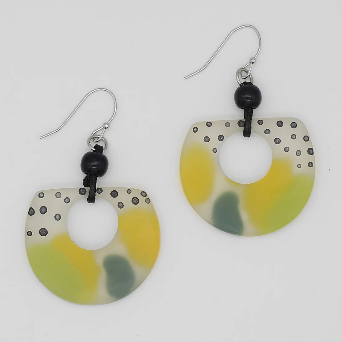 Lime and Yellow Pattern Earrings