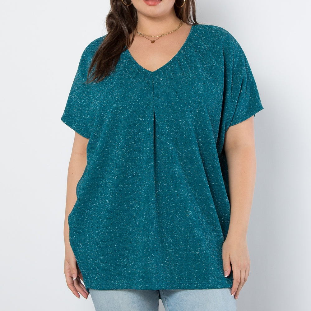 
                  
                    Teal Green Lurex Urban Rib Short Sleeve Dolman Top
                  
                