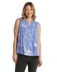 Purple Scrolls Sleeveless Cotton Jersey Tank