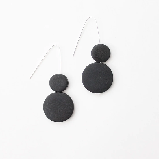 Load image into Gallery viewer, Black Double Bead Sara Earrings

