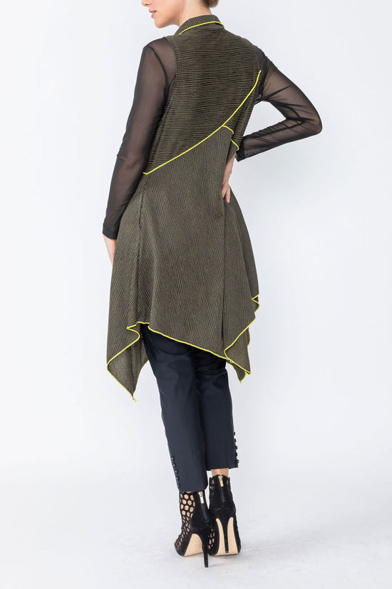Olive Pinstripe Sleeveless Vest
