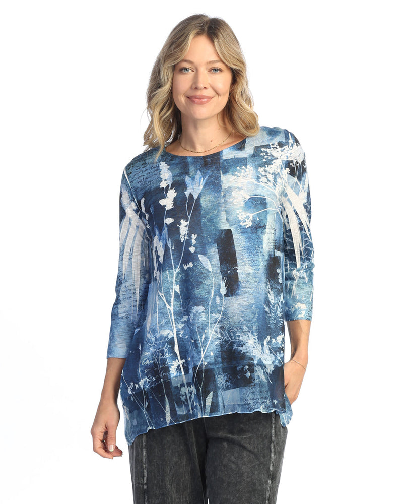 Mariposa Blue Pattern Tunic with Chiffon Bottom