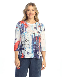 Americana Burnout High Low Top with 3/4 Sleeves