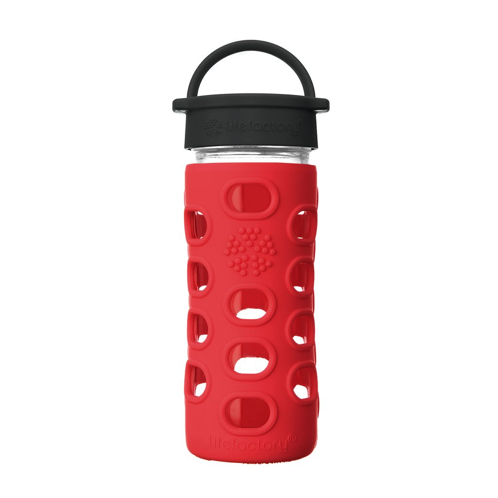 Apple Red 12oz Glass Water Bottle