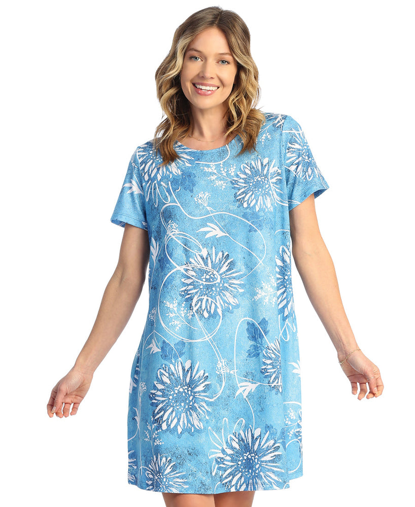 Juliet Blue Short Sleeve Pattern Dress