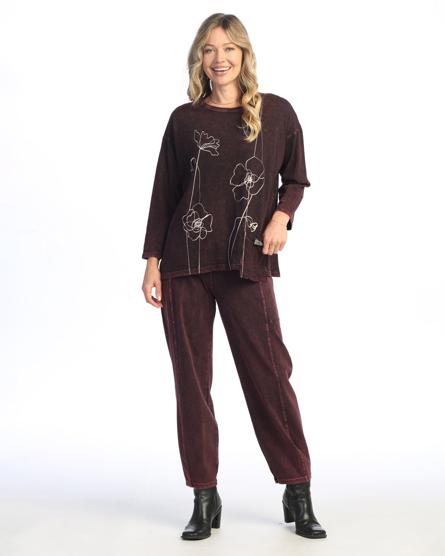 Wine Mineral Washed Tunic with Pocket