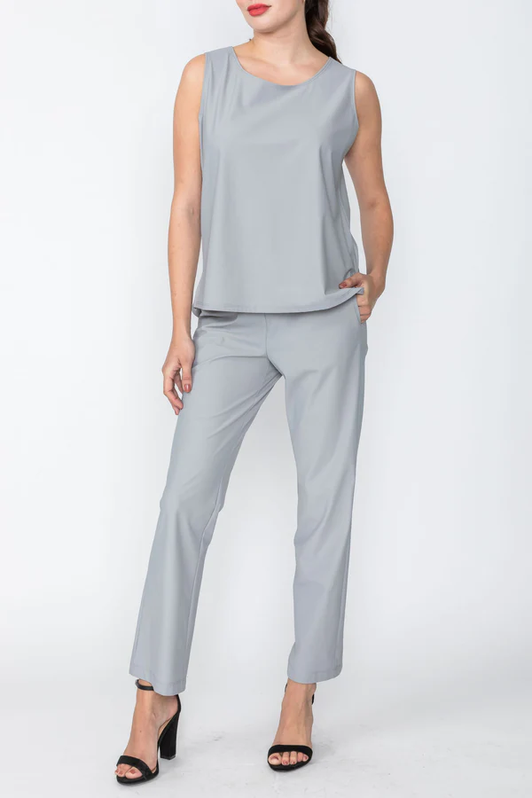 Gray Straight Pant with Pockets