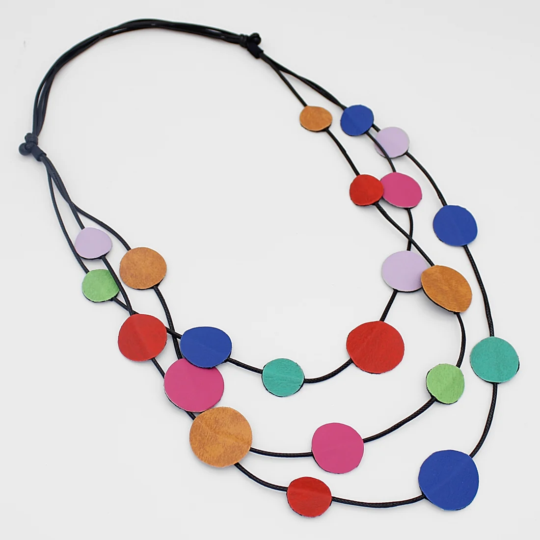 Multicolor Leather Dot Necklace