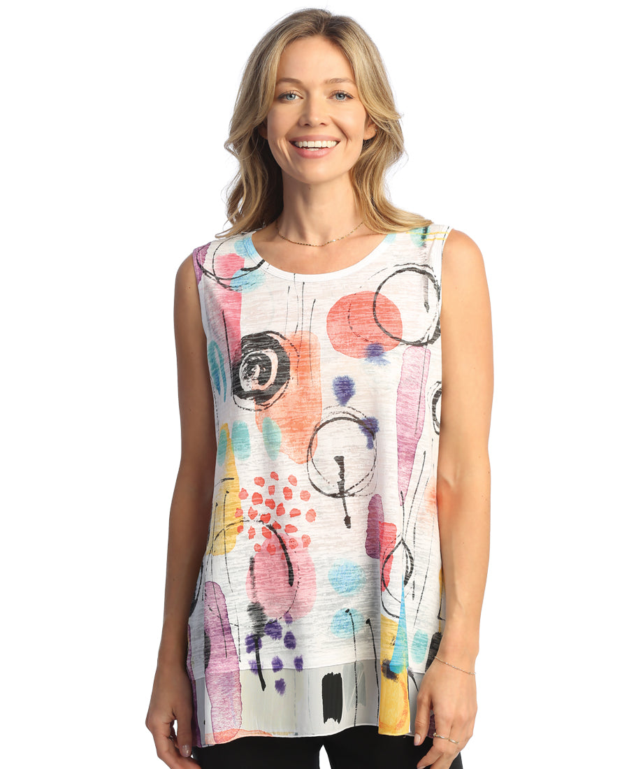 Load image into Gallery viewer, Astoria Burnout Sleeveless Top with Chiffon Contrast
