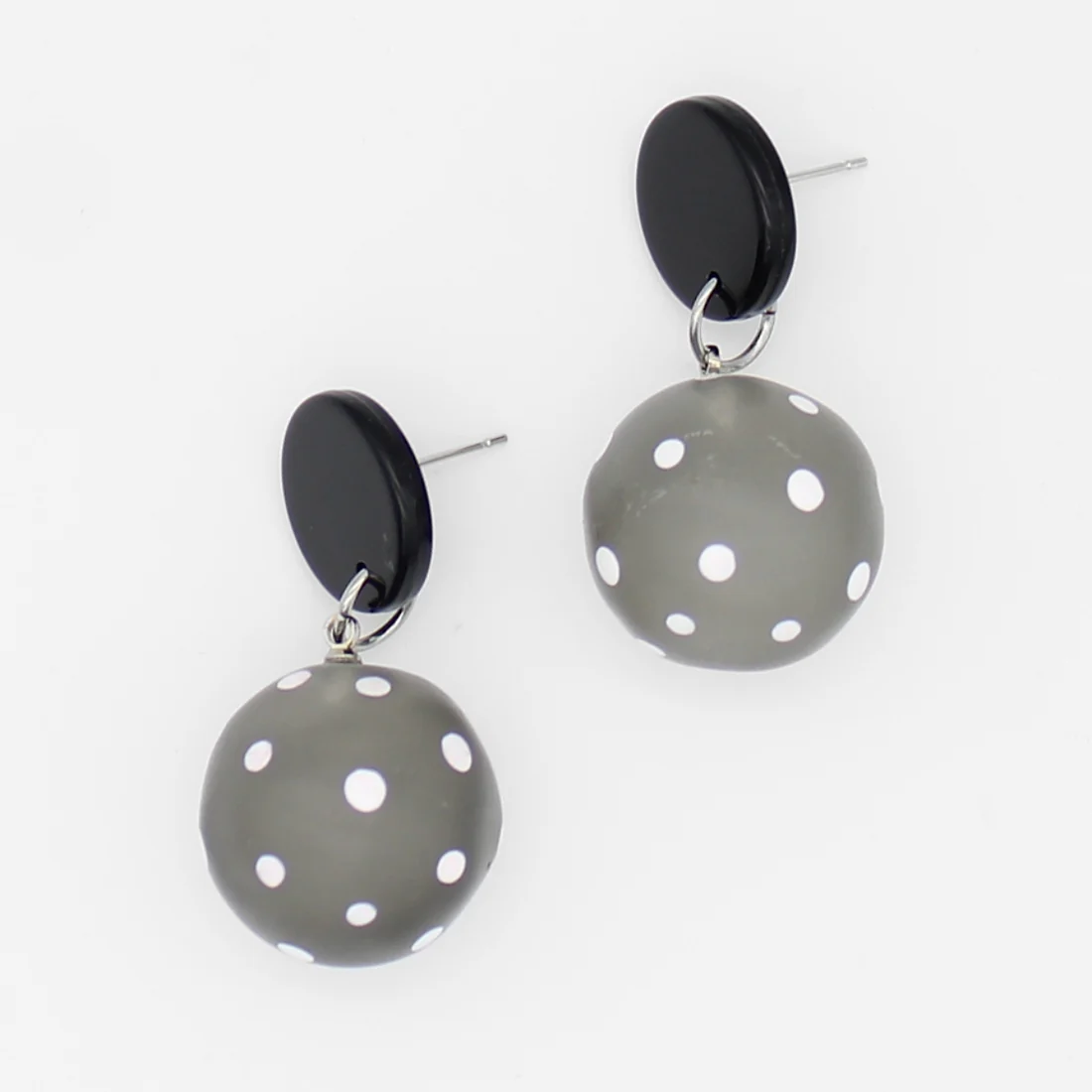 Gray Frosted Polka Dot Earrings