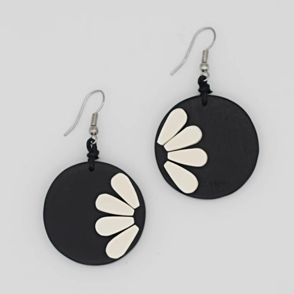 Black Flower Earrings