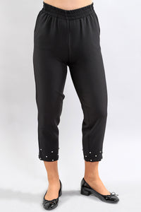 Black Crop Pant with Rhinestones