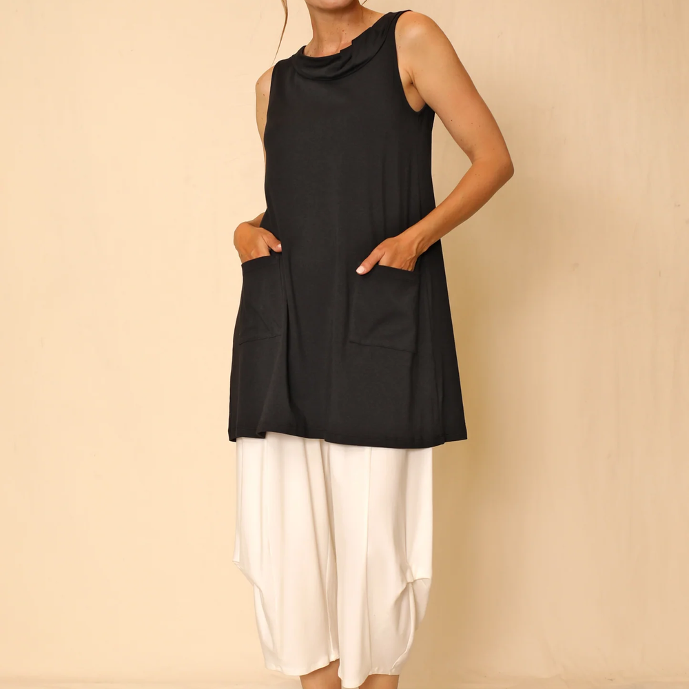 
                  
                    Black Sleeveless Romina Two Pocket Tunic
                  
                