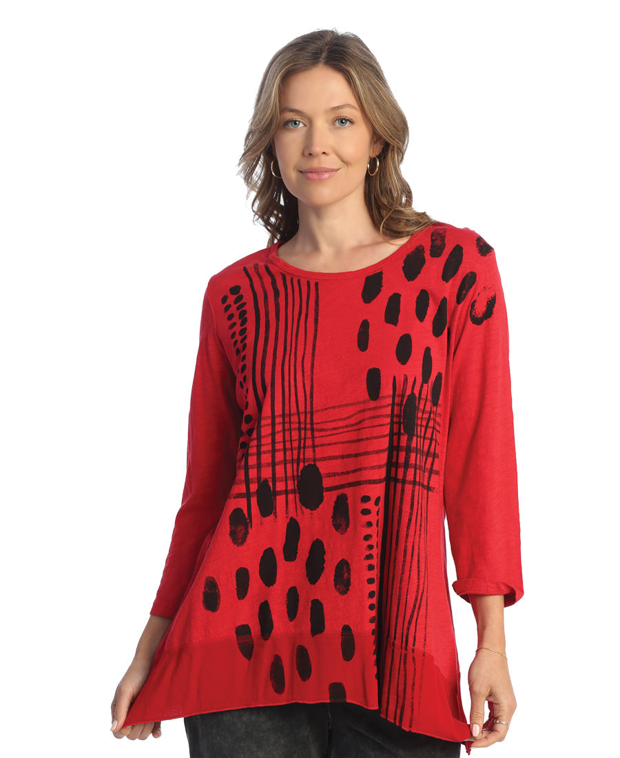 Jet Red Mix Match Tunic with Georgette Contrast