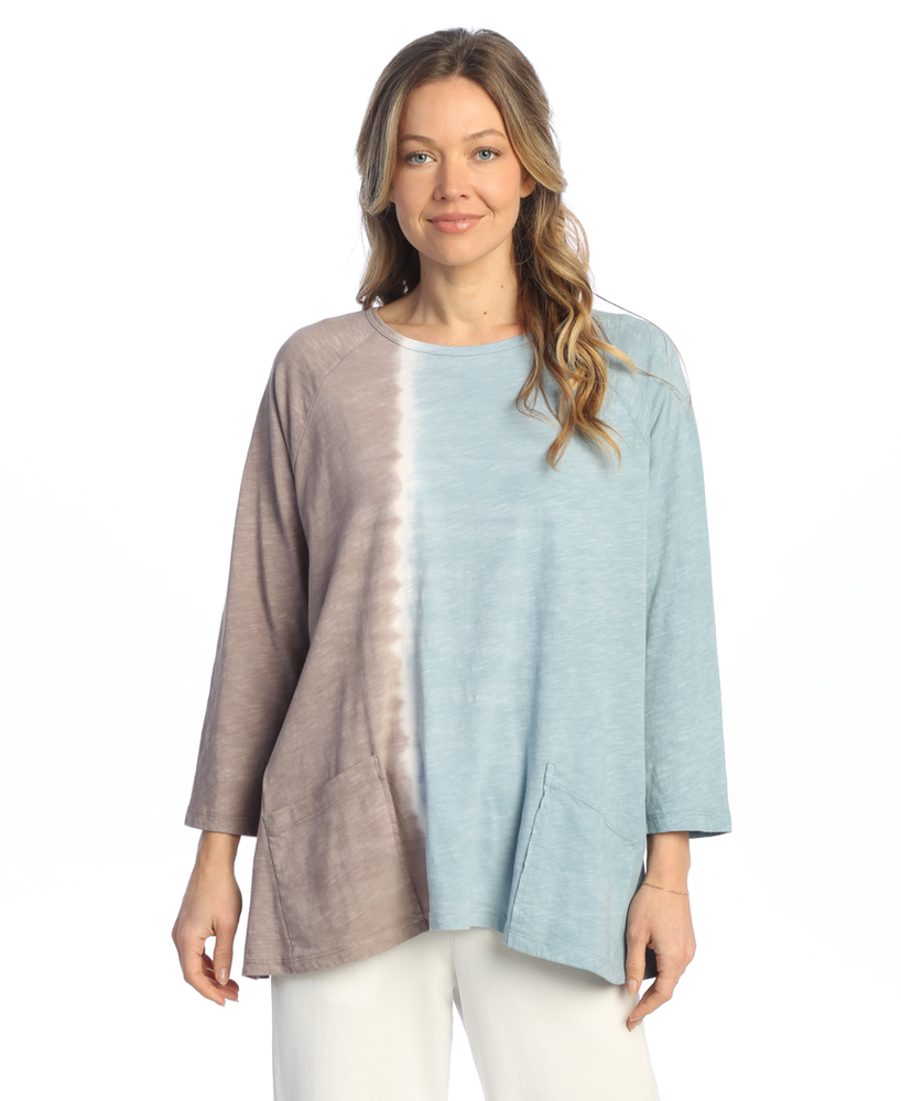 Blue Tie Dye Cotton Slub Two Pocket Tunic