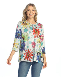 Floral Print Hacci Tunic Top with Pocket