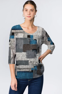 Hacci Block Sapphire Pattern Top