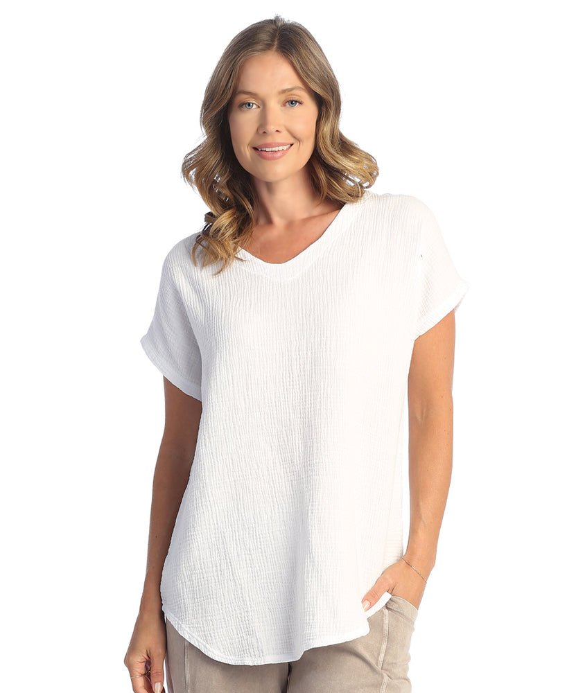 White Double Gauze Dolman Sleeve Top