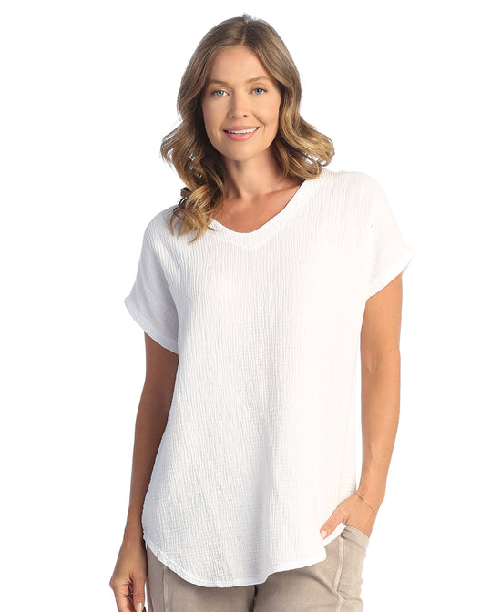 White Mineral Wash Double Gauze Dolman Sleeve Top