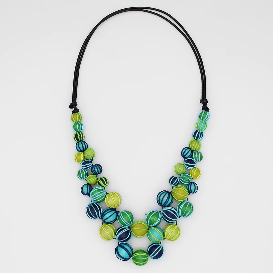 Green and Blue Wrapped Beaded Necklace