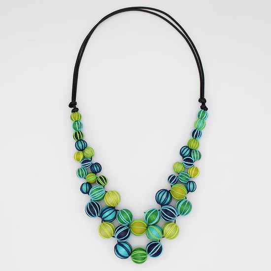 Green Wrapped Beaded Necklace