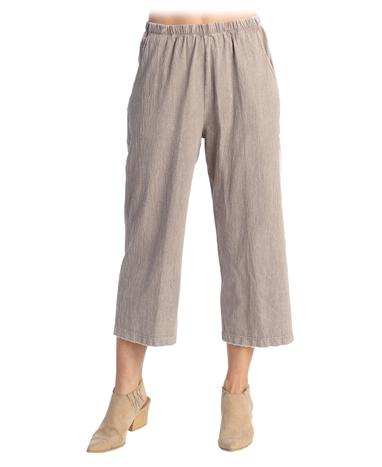 Load image into Gallery viewer, Slate Mineral Washed Cotton Gauze Crop Pant With Pockets
