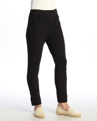 Jet Black Slim Pant with Pockets and Split Ankle Hem