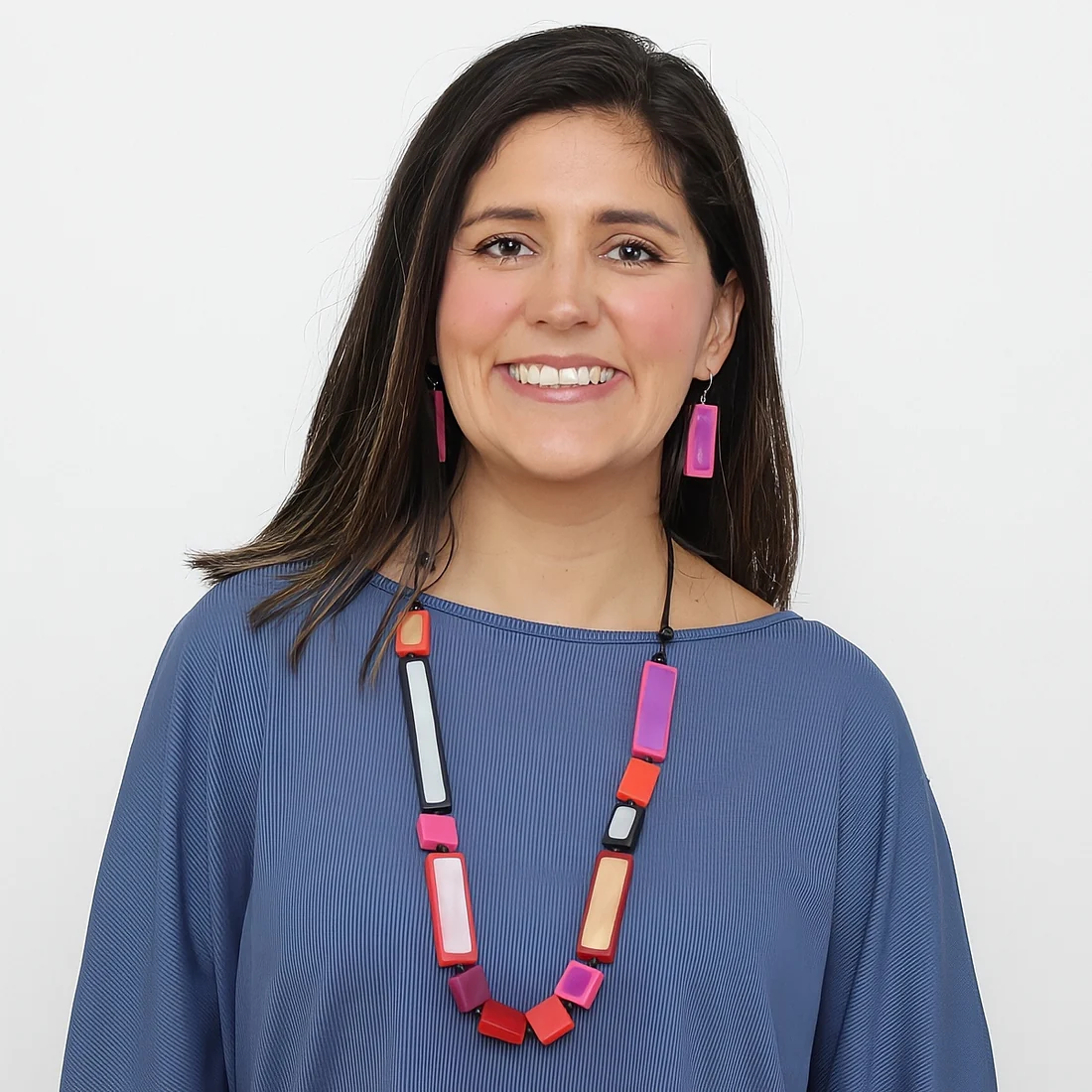 Pink Rectangle Statement Necklace