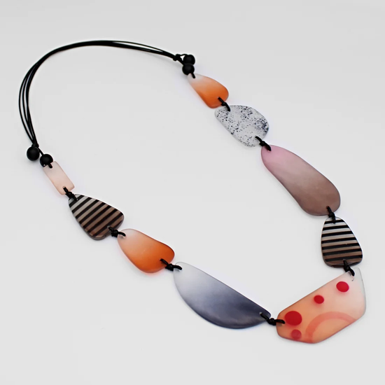 Orange and Black Abstract Necklace