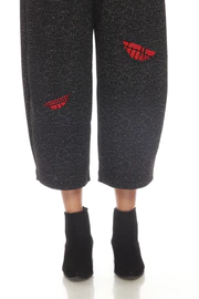 Charcoal Balloon Pants with Red Accents