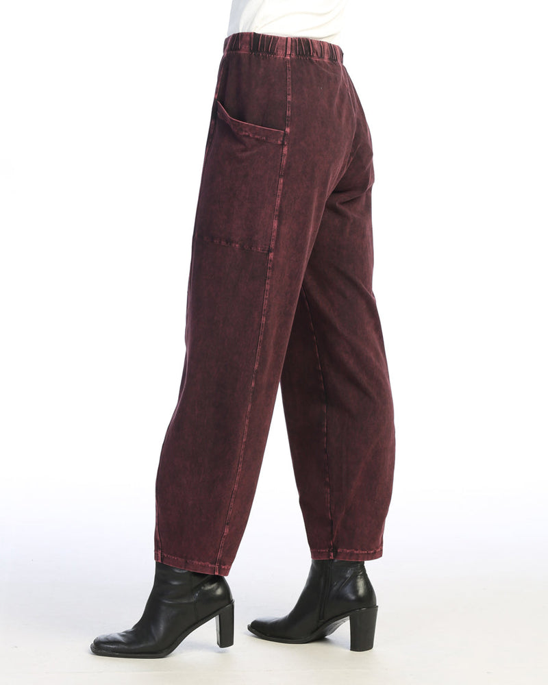 
                  
                    Wine Mineral Washed Cotton Lantern Pants With Side Patch Pocket
                  
                