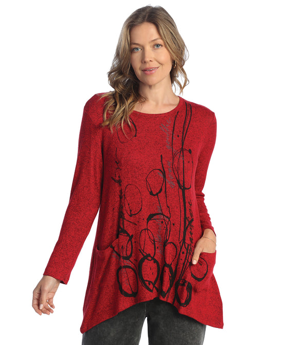 Circles Soft Brushed Knit Tunic with Pockets