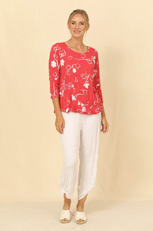 Load image into Gallery viewer, Carmine Pattern Gizel 3/4 Sleeve Top with Pocket
