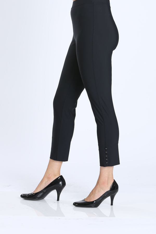 Black Straight Leg Pant with Buttons