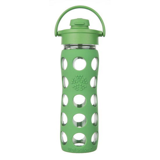 Grass Green 16oz Flip Cap Glass Water Bottle