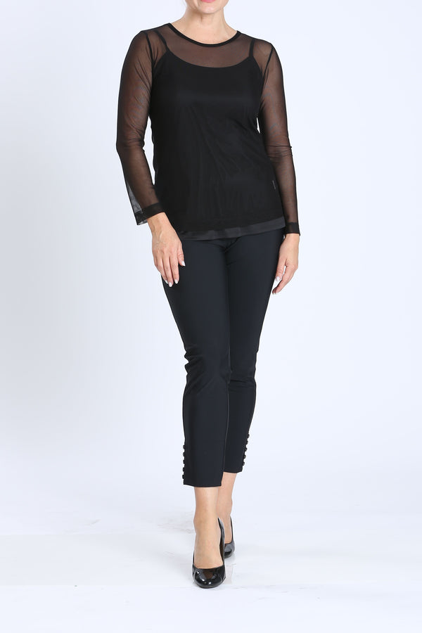 Black Long Sleeve Mesh Top