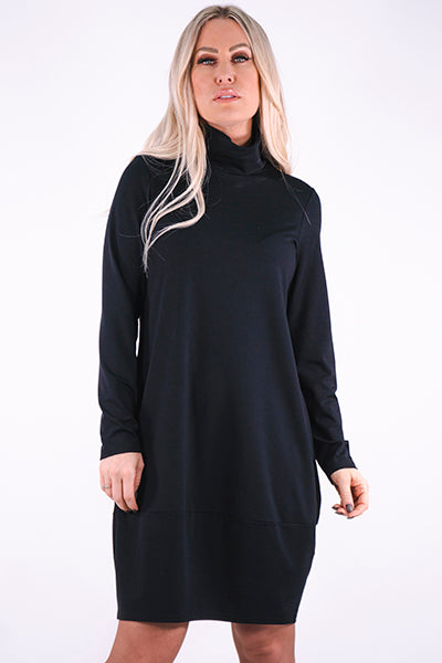 Black Long Sleeve High Neck Dress